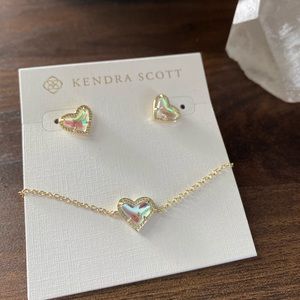 Kendra Scott Ari Heart Gold Stud Earrings and Bracelet Set